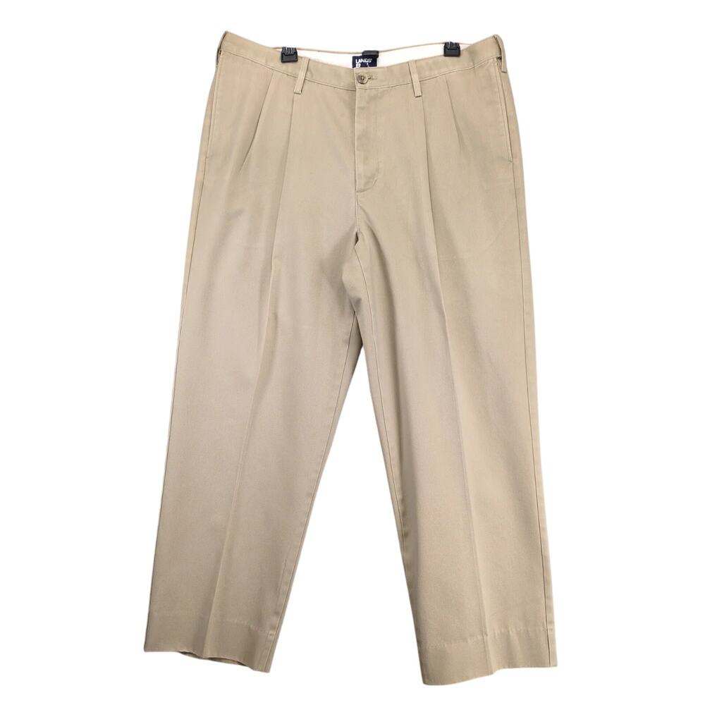 Lands End Traditional Khaki Chino Pants Men's 38x28‎ Straight Leg Pleated Front